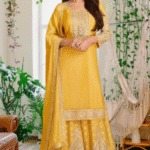 Sunshine Mustard Embroidered Sharara Set