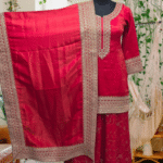 Regal Ruby Embroidered Suit Set