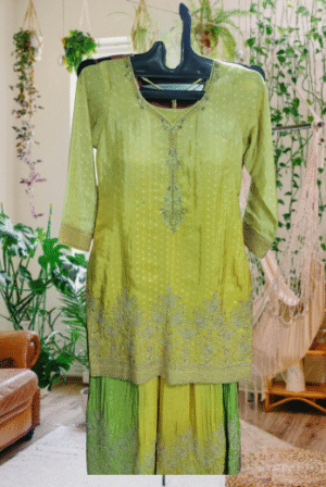 Meadow Green Silk Suit Set