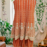 Terracotta Festive Peplum Suit
