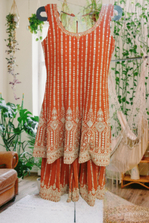 Terracotta Festive Peplum Suit