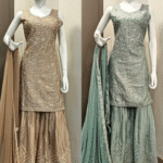 Champagne Gold Embroidered Sharara Set