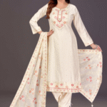 Elegant Ivory Floral Embroidered Salwar Suit