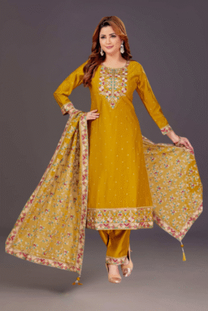 Contemporary Cotton Straight Suit Set